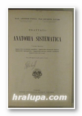 TRATTATO DI ANATOMIA SISTEMATICA, Prof. ANTONIO PENSA, Prof. GUISEPPE FAVARO, Torino 1935