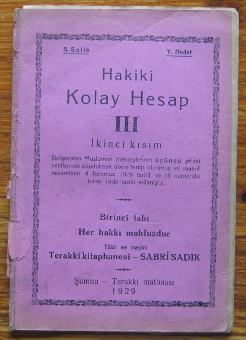 HAKIKI KOLAY HESAP III, IKINCI KISIM, S. SALIH, Y. NEDEF, 1929