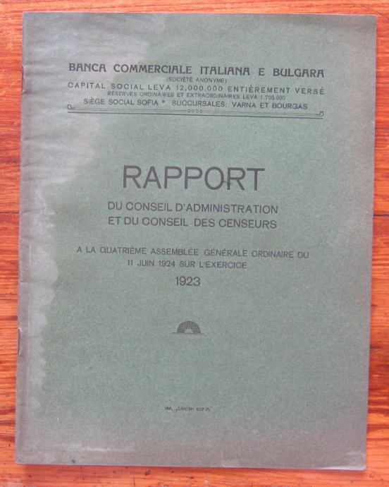 RAPPORT DU CONSEIL D'ADMINISTRATION ET DU CONSEIL DES CENSEURS, 1923