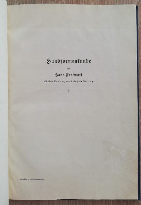 HANDFORMENKUNDE, HANS FREIMARK, 1930